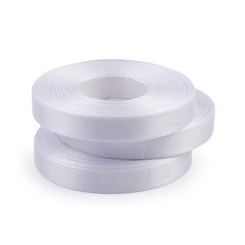 Стрічка атлас 1 см, White #01 4748 фото